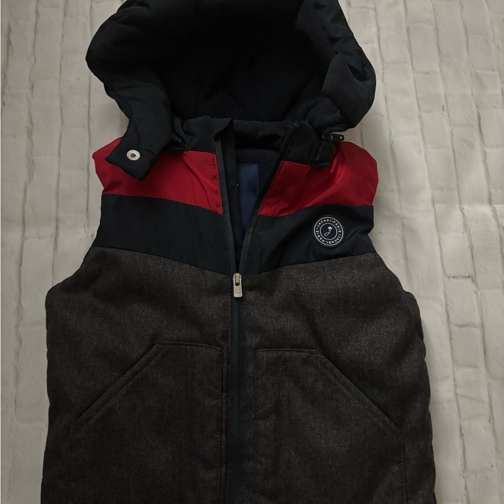 Jacadi Red and Black Hooded Vest 3T